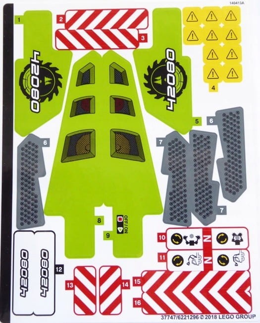 Lego Technic - Naklejki z zestawu 42080