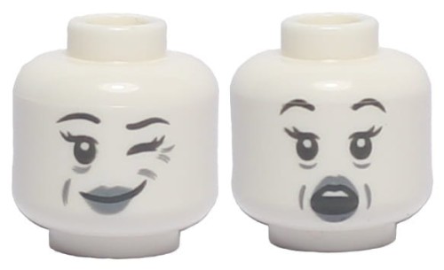 Lego głowa biała, damska, duch, uśmiech