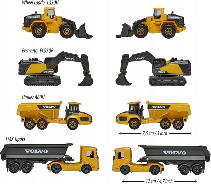 Majorette Giftpack Volvo Construction - zestaw 4 Pojazdów