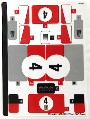 Lego Speed Champions naklejki z zestawu 76906