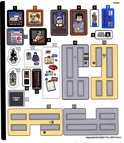 Lego Ideas naklejki z zestawu 21328