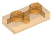 Lego Płytka 1x2 Przezroczysty Pomarańczowy