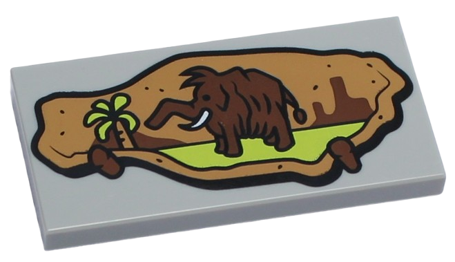 LEGO Płytka Płaska 2x4 Obrazek/Mamut/Palma
