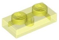 Lego Płytka 1x2 Przezroczysty Neonowy Zielony
