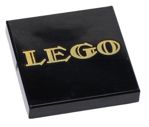 LEGO Płytka Płaska 2x2 Odwrócona - Złoty napis 'LEGO'