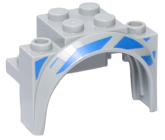LEGO Nadkole 2x4x2 1/3 Lewe Niebieskie Paski