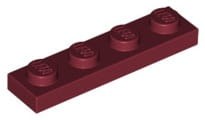 Lego Płytka 1x4 Ciemny Czerwony