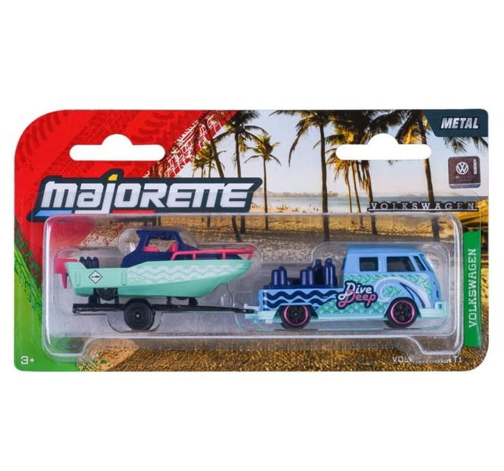 Majorette Volkswagen Trailer - VW T1 + Motorówka