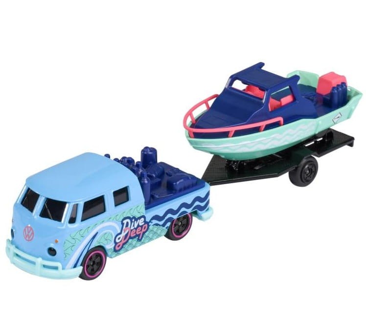 Majorette Volkswagen Trailer - VW T1 + Motorówka