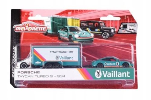 Majorette Race Trailer - Porsche Taycan Turbo S + 934
