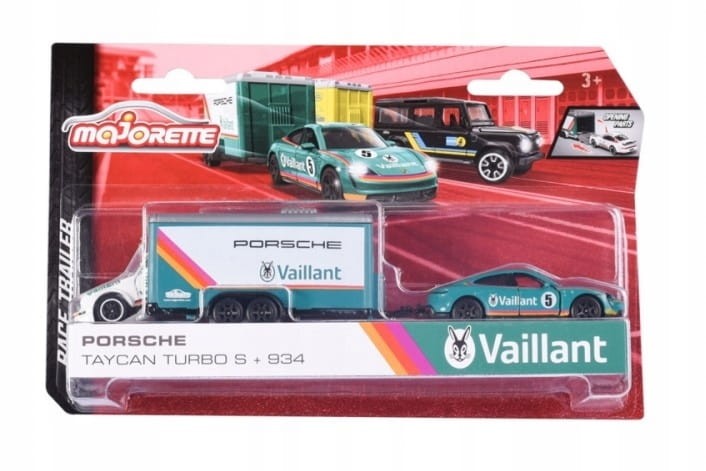 Majorette Race Trailer - Porsche Taycan Turbo S + 934