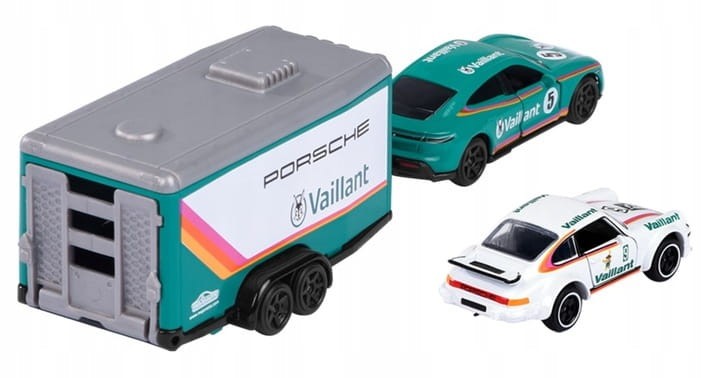 Majorette Race Trailer - Porsche Taycan Turbo S + 934