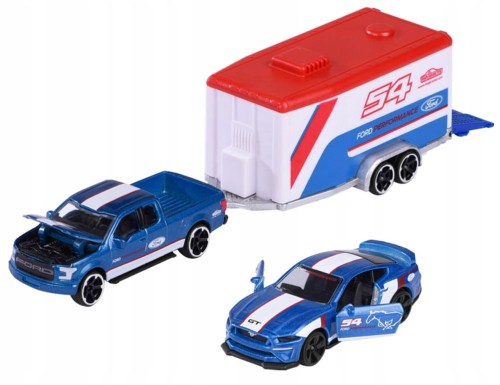 Majorette Race Trailer - Ford F150 Raptor + Mustang GT