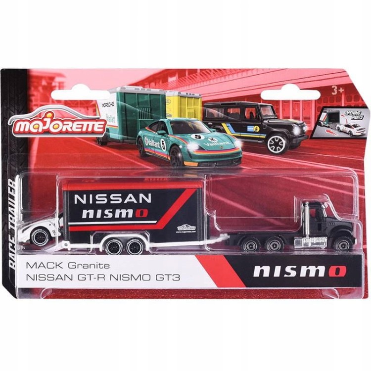 Majorette Race Trailer - Mack Granite + Nissan GT-R