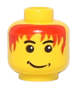 Lego Główka Męska, Żółta, Pomarańczowe Włosy