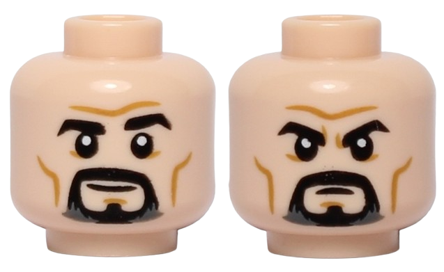 Lego Główka Dwustronna, Męska, Jasno Cielista, Bródka, Złość