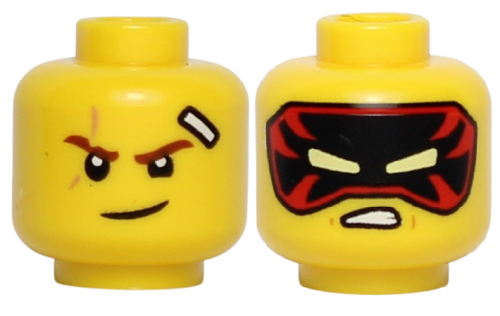 Lego Główka Dwustronna, Męska, Żółta, Plaster, Maska