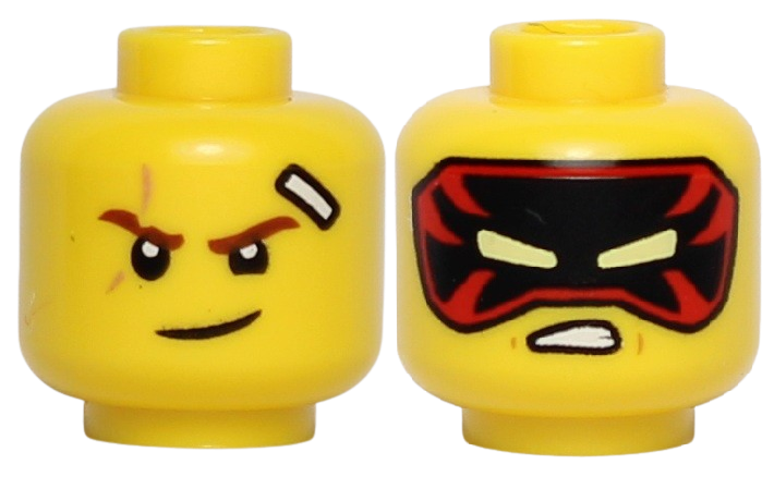 Lego Główka Dwustronna, Męska, Żółta, Plaster, Maska