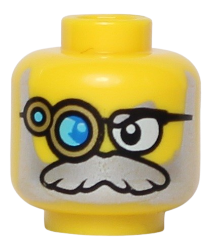 Lego Główka Męska, Żółta, Wąsy, Broda, Okulary