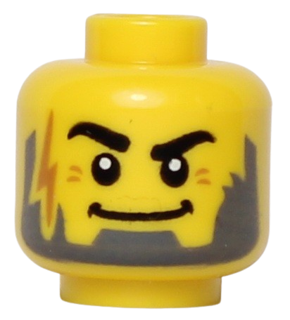 Lego Główka Męska, Żółta, Broda, Uśmiech, Blizna