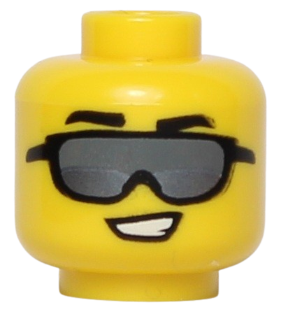 Lego Główka Męska, Żółta, Uśmiech, Okulary Przeciwsłoneczne