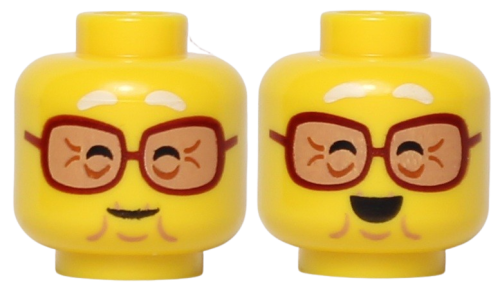 Lego Główka Damska, Żółta, Okulary, Uśmiech