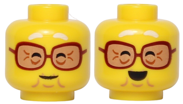 Lego Główka Damska, Żółta, Okulary, Uśmiech
