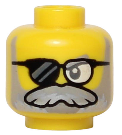 Lego Główka Męska, Żółta, Okulary, Wąsy, Broda