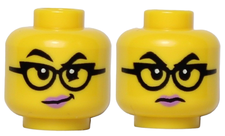 Lego Główka Dwustronna, Damska, Żółta, Okulary, Uśmiech