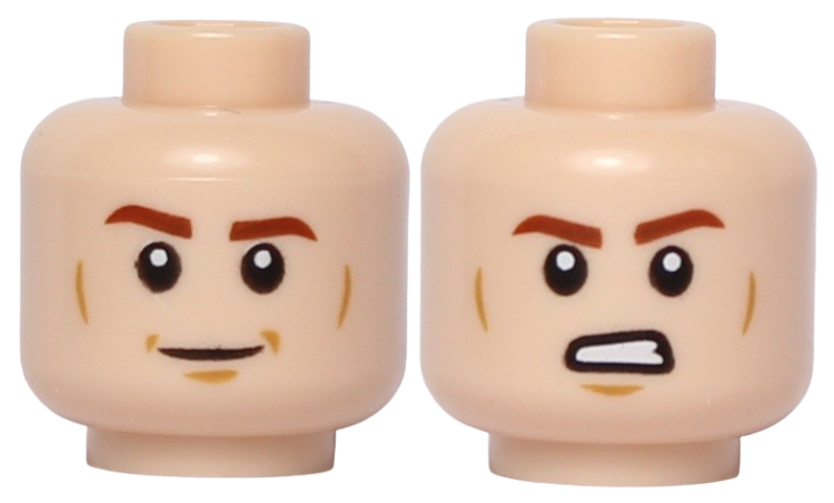 Lego Główka Dwustronna, Męska, Jasno Cielista, Uśmiech, Złość