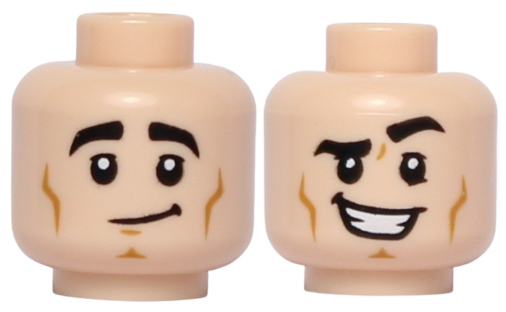 Lego Główka Dwustronna, Męska, Jasno Cielista Uśmiech, Wykrzywione Brwi