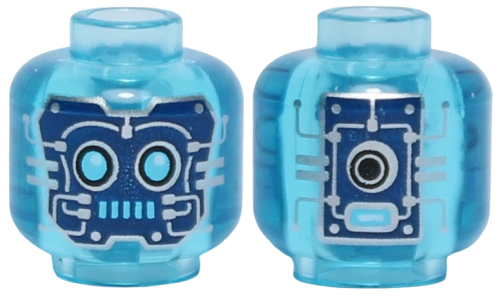 Lego Główka Dwustronna, Przezroczysto Jasno Niebieska, Robot