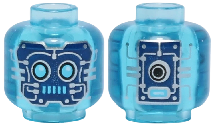 Lego Główka Dwustronna, Przezroczysto Jasno Niebieska, Robot
