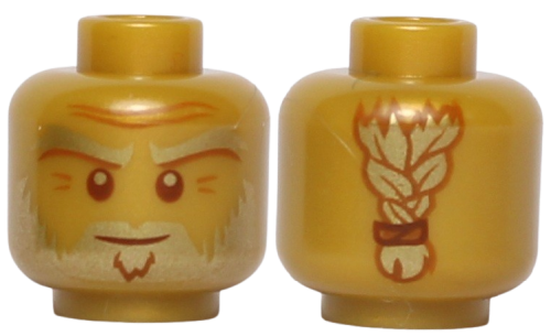 Lego Główka Dwustronna, Męska, Perłowo Złota, Broda, Warkocz
