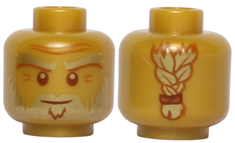 Lego Główka Dwustronna, Męska, Perłowo Złota, Broda, Warkocz