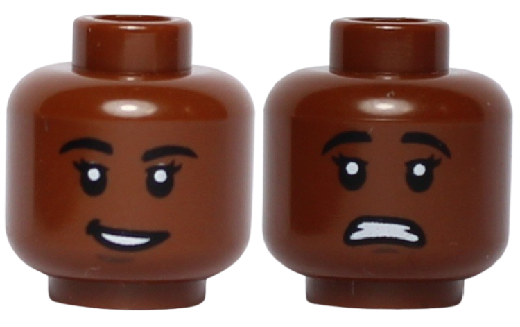 Lego Główka Dwustronna, Damska, Brązowa, Uśmiech, Przerażenie