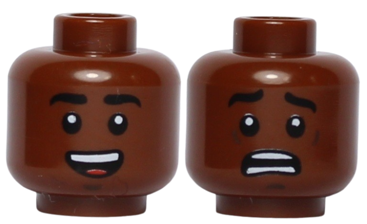 Lego Główka Dwustronna Męska, Brązowa, Uśmiech i Przerażenie