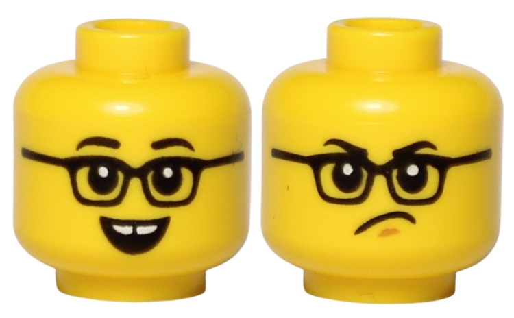Lego Główka Dwustronna, Męska, Okulary, Uśmiech