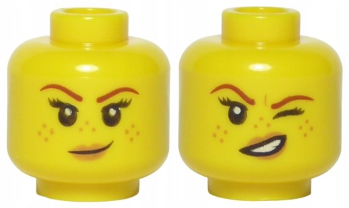 Lego Główka Dwustronna, Damska, Żółta, Uśmiech, Piegi