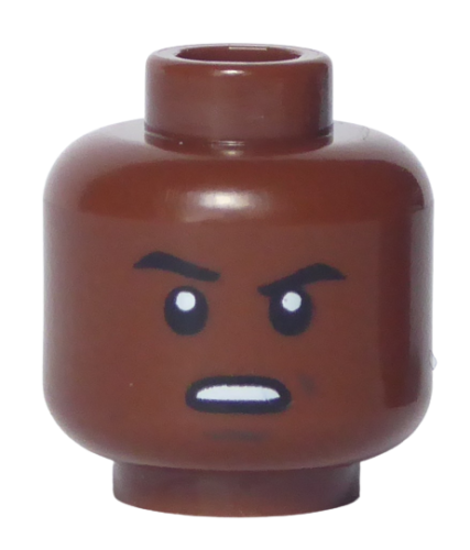 Lego Główka Męska, Brązowa, Wkurzona Mina