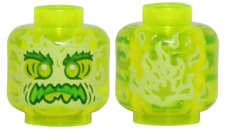 Lego Główka Dwustronna, Zombie, Przezroczysto Neonowo Zielona