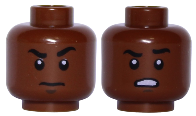 Lego Główka Dwustronna, Męska, Brązowa, Uśmiech