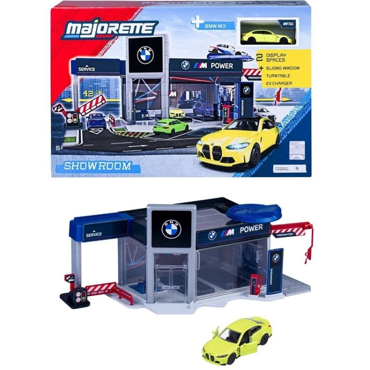 Majorette BMW Showroom Salon-Serwis z modelem autka BMW M3.jpg