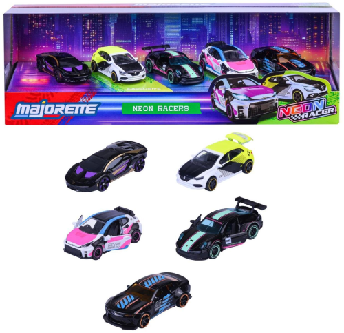 Majorette Neon Racers Giftpack - zestaw 5 Pojazdów