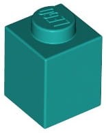 Lego klocek 1x1 ciemny turkusowy