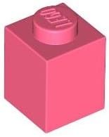 Lego klocek 1x1 koralowy